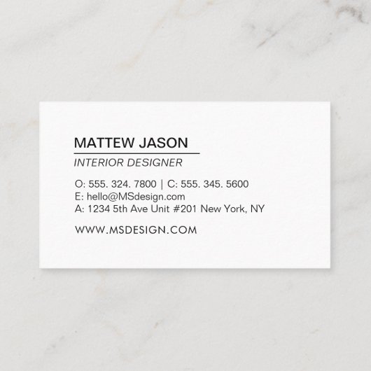 Eenvoudige, moderne minimalistische Visitekaartjes (Achterkant)