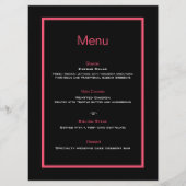 Eenvoudige moderne minimalistische zwart roze brui menu (Voorkant)