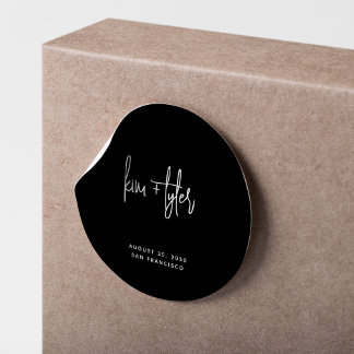 Eenvoudige moderne minimalistische zwart-wit bruil ronde sticker