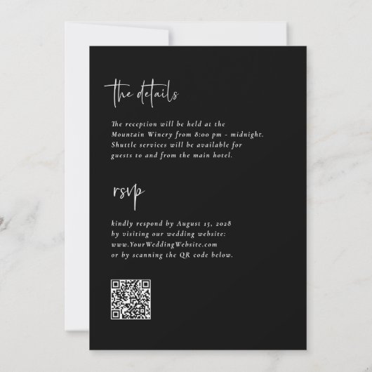 Eenvoudige Moderne Minimalistische Zwarte All-in-O Kaart (Achterkant)