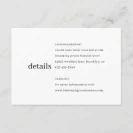 Eenvoudige moderne minimalistische zwarte bruiloft informatiekaartje