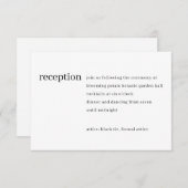 Eenvoudige moderne minimalistische zwarte bruiloft informatiekaartje (Voorkant / Achterkant)