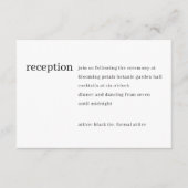 Eenvoudige moderne minimalistische zwarte bruiloft informatiekaartje (Voorkant)