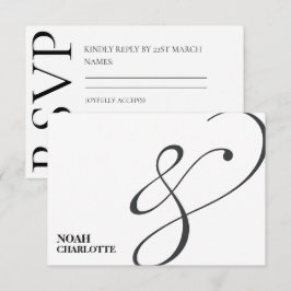 Eenvoudige Moderne Minimalistische Zwarte En Witte RSVP Kaartje