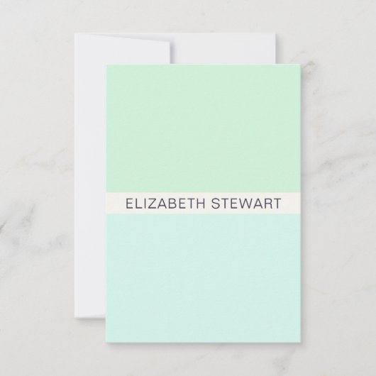 Eenvoudige moderne Mint Green en Aqua Professional Notitiekaartje (Voorkant)