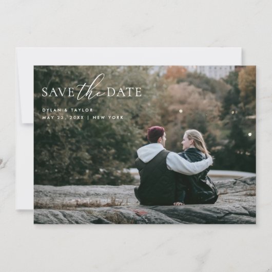 Eenvoudige moderne mixed font 2-foto  save the date (Voorkant)