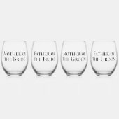 Eenvoudige moderne moeder vader van bruid en bruid wijnglas zonder voet (Voorkant)