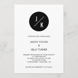 Eenvoudige moderne monochrome cirkeluitnodiging kaart