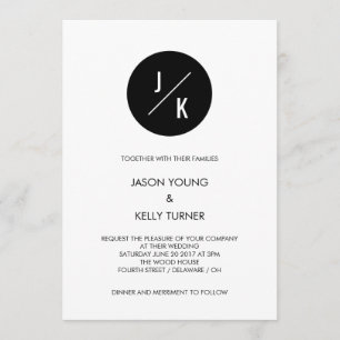 Eenvoudige moderne monochrome cirkeluitnodiging kaart