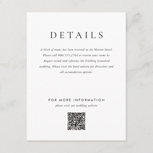 Eenvoudige Moderne Monogram Elegante Bruiloft Informatiekaartje (Voorkant)