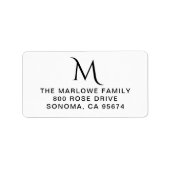Eenvoudige Moderne Monogram Familienaam Etiket (Voorkant)