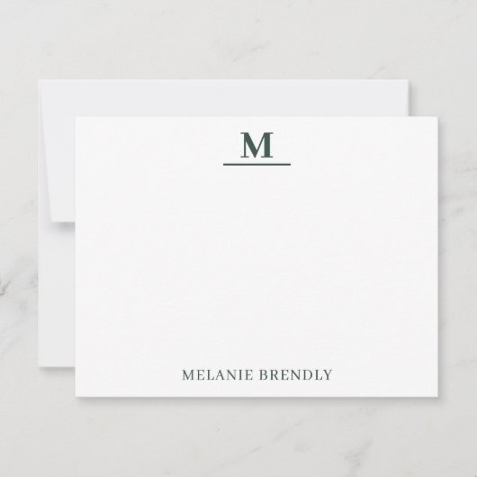 Eenvoudige moderne monogram flat note Kaart Notitiekaartje (Voorkant)