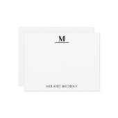Eenvoudige moderne monogram flat note Kaart Notitiekaartje (Voorkant / Achterkant in situ)