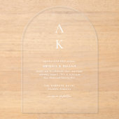 Eenvoudige Moderne Monogram Foto Bruiloft Acryl Uitnodigingen (Voorkant)