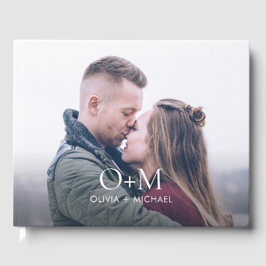 Eenvoudige Moderne Monogram Foto Bruiloft Gastenboek (Voorkant)