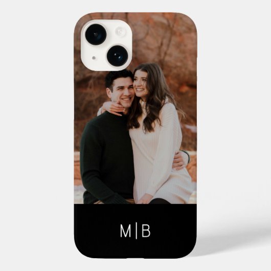 Eenvoudige Moderne Monogram Foto Gepersonaliseerde Case-Mate iPhone Case (Achterkant)