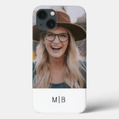 Eenvoudige moderne monogram foto Persoonlijke naam Case-Mate iPhone Case (Achterkant)