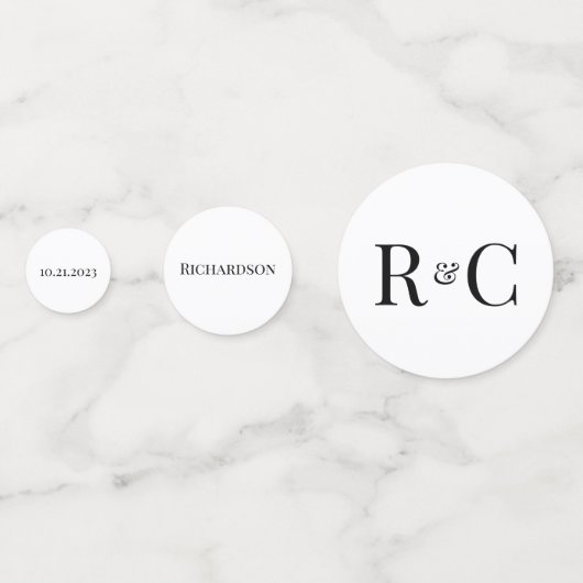 Eenvoudige Moderne Monogram Huwelijk  Confetti (Voorkanten)