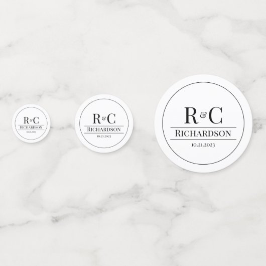 Eenvoudige Moderne Monogram Huwelijk  Confetti (Achterkanten)