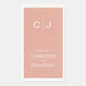 Eenvoudige Moderne Monogram Perzik Huwelijk    Servet (Voorkant)