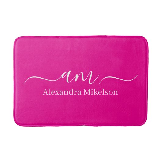 Eenvoudige moderne monogram roze minimalistische b badmat (Voorkant)