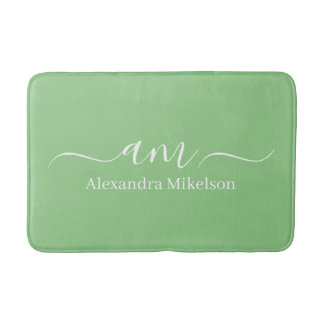 Eenvoudige Moderne Monogram Sage Minimalist Badmat