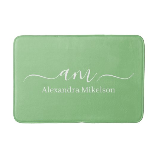 Eenvoudige Moderne Monogram Sage Minimalist Badmat (Voorkant)