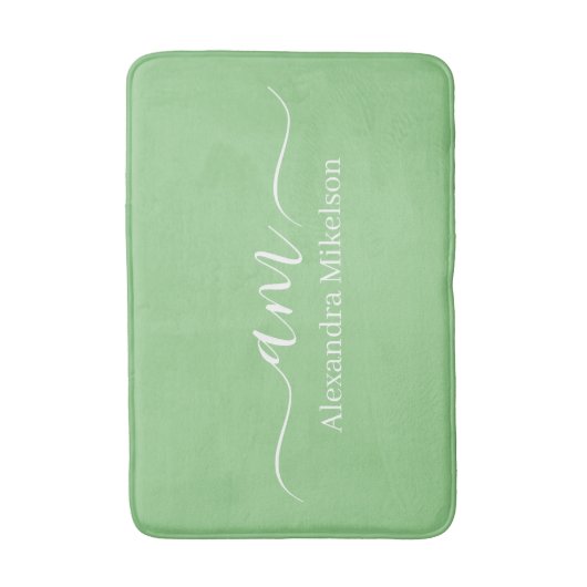Eenvoudige Moderne Monogram Sage Minimalist Badmat (Voorkant Verticaal)