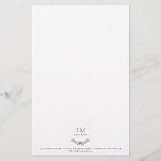 Eenvoudige Moderne Monogram Sieraden Vierkant Zake Briefpapier (Voorkant)