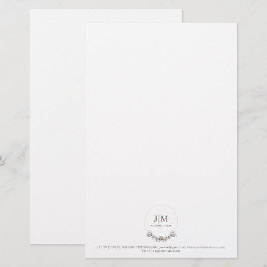 Eenvoudige Moderne Monogram Sieraden Vierkante Zak Briefpapier (Voorkant / Achterkant)