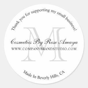 Eenvoudige moderne monogram zakelijke bedank stick ronde sticker