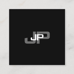 Eenvoudige Moderne Monogrammed Zwart Wit Sjabloon Vierkante Visitekaartje