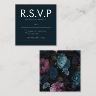 Eenvoudige moderne Moody Floral Wedding RSVP-kaart Informatiekaartje