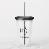 Eenvoudige moderne Mr. Groom Pas getrouwd Elegant Acryl Drinkbeker (Voorkant)