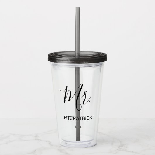 Eenvoudige moderne Mr. Groom Pas getrouwd Elegant Acryl Drinkbeker (Voorkant)