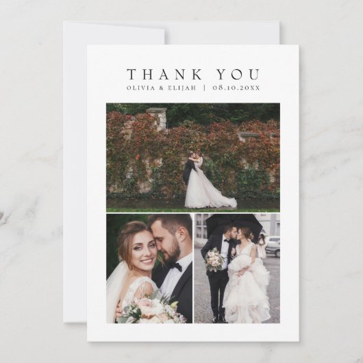 Eenvoudige moderne multi foto bruiloft W Note Bedankkaart (Voorkant)