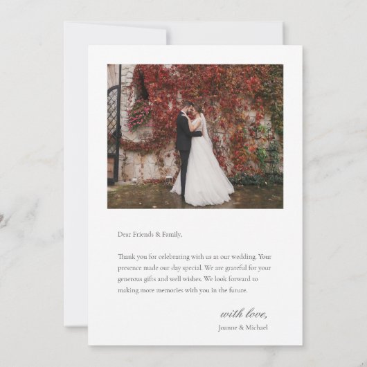 Eenvoudige moderne multi foto bruiloft W Note Bedankkaart (Achterkant)