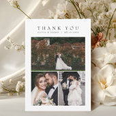 Eenvoudige moderne multi foto bruiloft W Note Bedankkaart