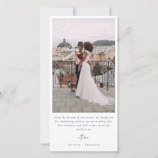 Eenvoudige Moderne Multi Foto Collage Bruiloft Bedankkaart (Achterkant)