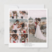 Eenvoudige Moderne Multi Foto Collage Bruiloft Bedankkaart (Voorkant)