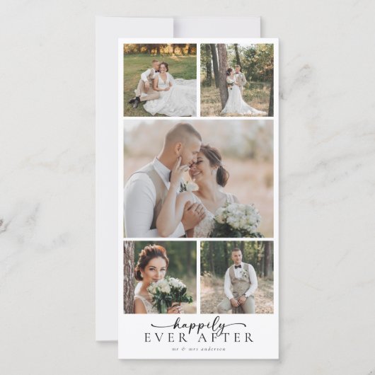 Eenvoudige Moderne Multi Foto Collage Bruiloft Bedankkaart (Voorkant)
