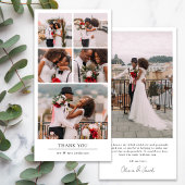 Eenvoudige Moderne Multi Foto Collage Bruiloft Bedankkaart