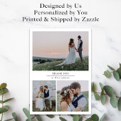 Eenvoudige Moderne Multi Foto Collage Bruiloft Bedankkaart