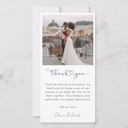 Eenvoudige Moderne Multi Foto Collage Bruiloft Bedankkaart (Achterkant)