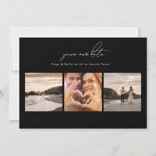 Eenvoudige moderne multi foto collage bruiloft save the date (Voorkant)