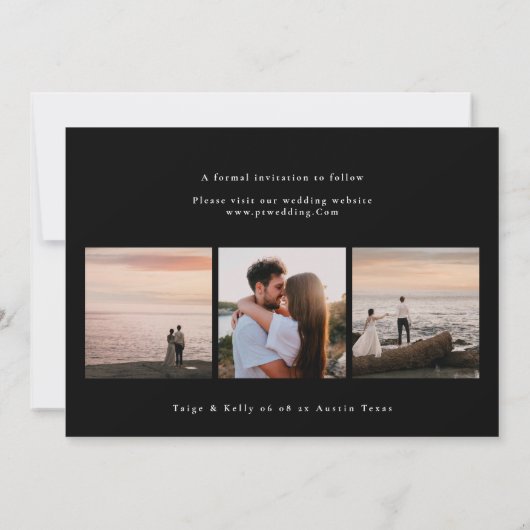 Eenvoudige moderne multi foto collage bruiloft save the date (Achterkant)