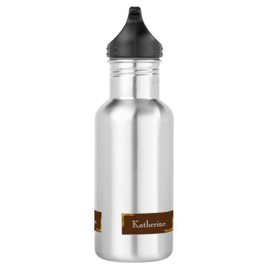 Eenvoudige Moderne Naam Bruin Waterfles (Rechts)