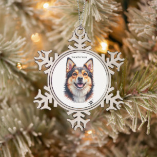 Eenvoudige moderne naam en foto aangepast ontwerp tin sneeuwvlok ornament
