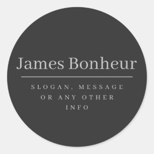 Eenvoudige moderne naam & slogan of contactgegeven ronde sticker