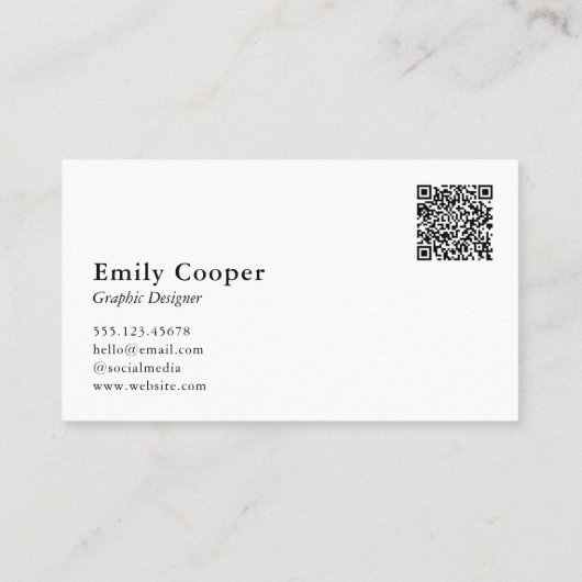 Eenvoudige moderne naamdefinitie aangepaste QR-cod Visitekaartje (Achterkant)